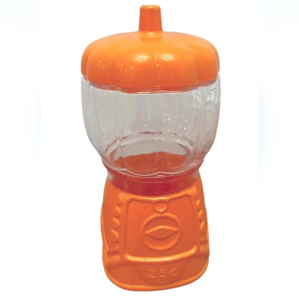 NEW Target Bullseye Playground Orange Pumpkin Glass Gumball Canister Jar